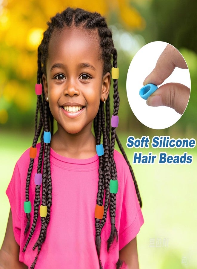 AIERSA Large Silicone Hair Beads for Kids Girls Braids, 50pcs Soft Colorful Pony beads Bulk for Kids Girls Women Hair Accessories for Braids - Image 2